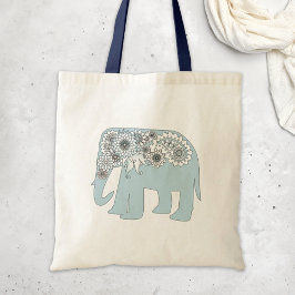 Elegant Blue Paisley Elephant Tragetasche