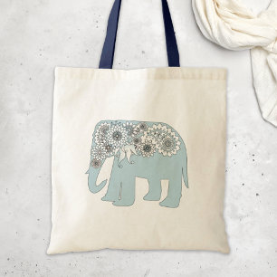 Elegant Blue Paisley Elephant Tragetasche