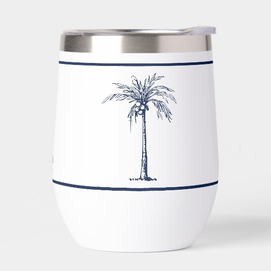 Elegant Blue Palm Tree Personalisiert (Links)