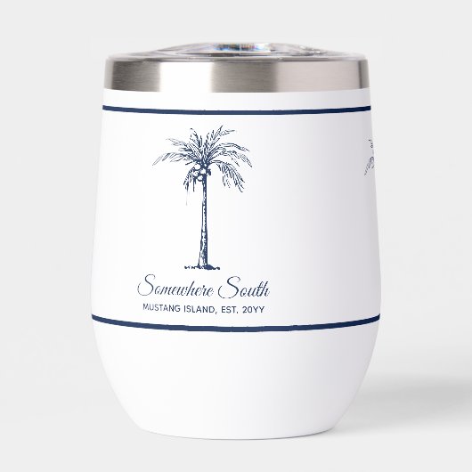 Elegant Blue Palm Tree Personalisiert (Vorderseite)