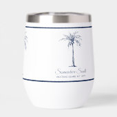 Elegant Blue Palm Tree Personalisiert (Rückseite)