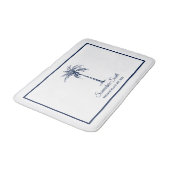 Elegant Blue Palm Tree Personalisiert Badematte (Schrägansicht)
