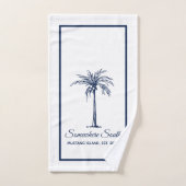 Elegant Blue Palm Tree Personalisiert Badhandtuch Set (Handtuch)