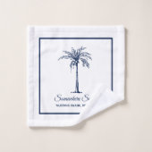 Elegant Blue Palm Tree Personalisiert Badhandtuch Set (Waschlappen)