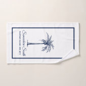 Elegant Blue Palm Tree Personalisiert Badhandtuch Set (Handtuch)
