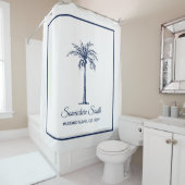 Elegant Blue Palm Tree Personalisiert Duschvorhang (Beispiel)
