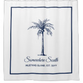 Elegant Blue Palm Tree Personalisiert Duschvorhang (Vorderseite)