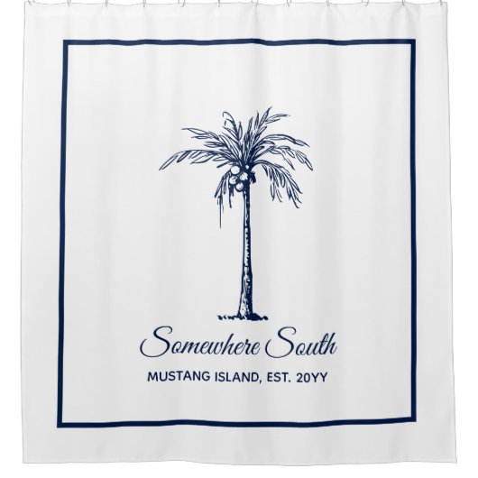 Elegant Blue Palm Tree Personalisiert Duschvorhang (Vorderseite)
