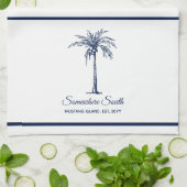 Elegant Blue Palm Tree Personalisiert Geschirrtuch (Gefaltet)