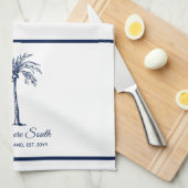 Elegant Blue Palm Tree Personalisiert Geschirrtuch (Viertel Falte)