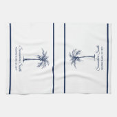 Elegant Blue Palm Tree Personalisiert Geschirrtuch (Horizontal)