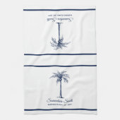 Elegant Blue Palm Tree Personalisiert Geschirrtuch (Vertikal)