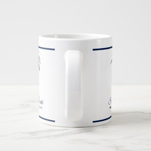 Elegant Blue Palm Tree Personalisiert Jumbo-Tasse (Rückseite)