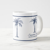 Elegant Blue Palm Tree Personalisiert Jumbo-Tasse (Vorderseite Rechts)