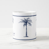 Elegant Blue Palm Tree Personalisiert Jumbo-Tasse (Vorderseite)
