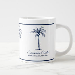 Elegant Blue Palm Tree Personalisiert Jumbo-Tasse