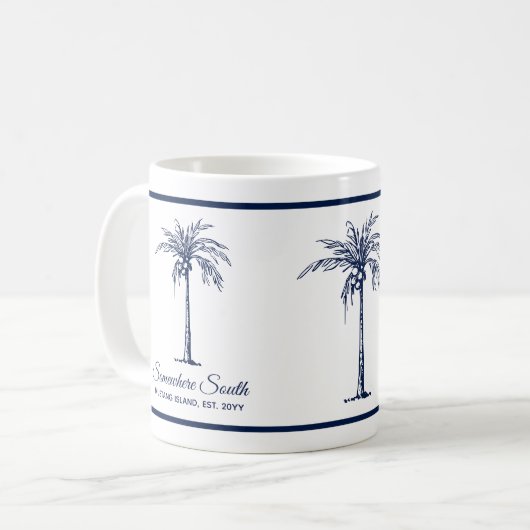 Elegant Blue Palm Tree Personalisiert Kaffeetasse (Vorderseite Links)