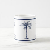 Elegant Blue Palm Tree Personalisiert Kaffeetasse (Mittel)