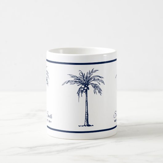 Elegant Blue Palm Tree Personalisiert Kaffeetasse (Mittel)