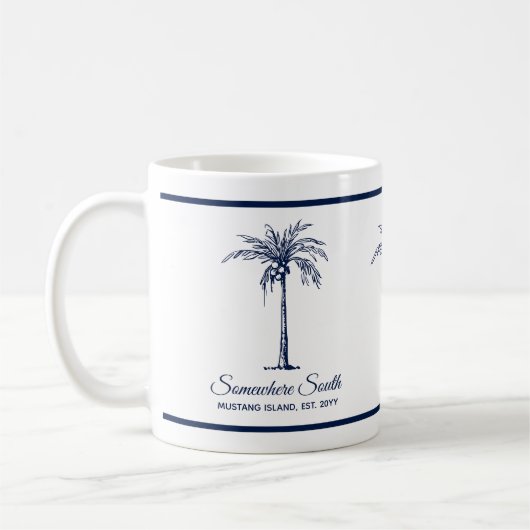Elegant Blue Palm Tree Personalisiert Kaffeetasse (Links)
