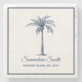 Elegant Blue Palm Tree Personalisiert Steinuntersetzer
