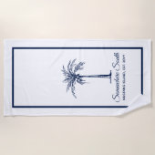 Elegant Blue Palm Tree Personalisiert Strandtuch (Vorderseite)