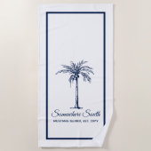 Elegant Blue Palm Tree Personalisiert Strandtuch (Vorderseite)