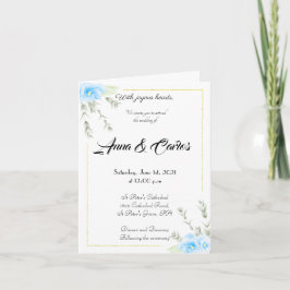 Elegant Blue Pansy Blume Hochzeit Einladung