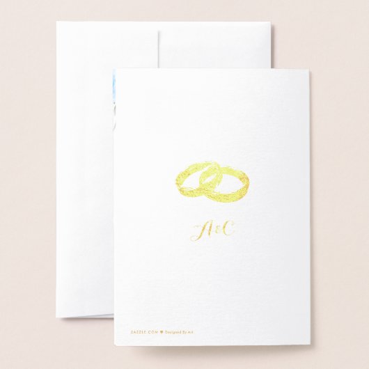 Elegant Blue Pansy Blume Wedding Folienkarte (Rückseite mit Umschlag)