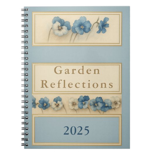 Elegant Blue Pansy Watercolour Notebook — Garden Notizblock (Vorderseite)
