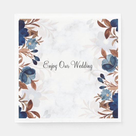 Elegant Blue Paper Napkin für Hochzeiten Serviette (Vorderseite)