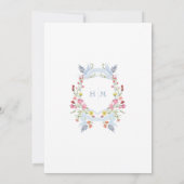 Elegant Blue Pastel Wildflower Regal Crest Wedding Einladung (Rückseite)