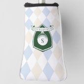 Elegant Blue Pattern Green Golfer Name Monogram Golf Headcover (Rotieren 90)