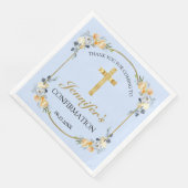 Elegant Blue Peach Floral Bestätigung Vielen Dank Serviette (Ecke)