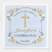 Elegant Blue Peach Floral Bestätigung Vielen Dank Serviette (Vorderseite)