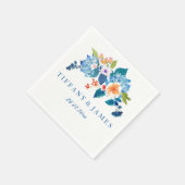 Elegant Blue & Peach Floral Wedding Napkin Serviette (Ecke)