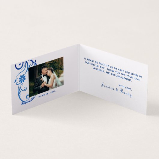 Elegant Blue Peacock Falted Dankeschön Card (Innenseite)