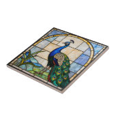 Elegant Blue Peacock Faux Stained Glass Mosaic Art Fliese (Seite)