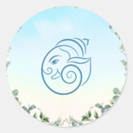 Elegant Blue Peacock Floral Botanical Wedding Runder Aufkleber