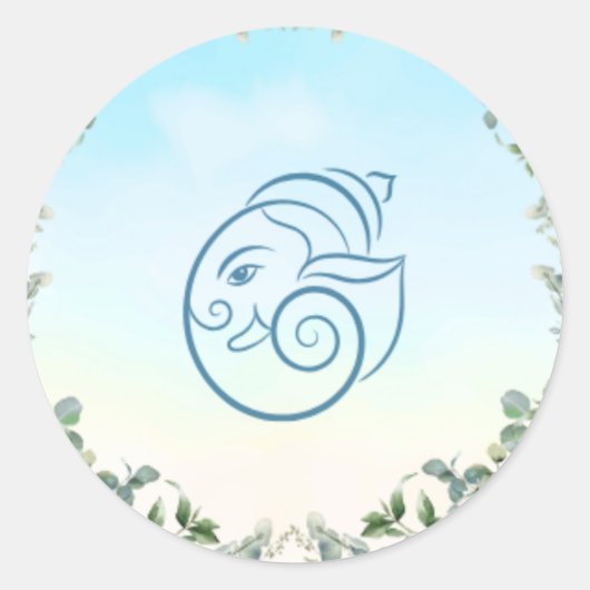 Elegant Blue Peacock Floral Botanical Wedding Runder Aufkleber (Vorderseite)