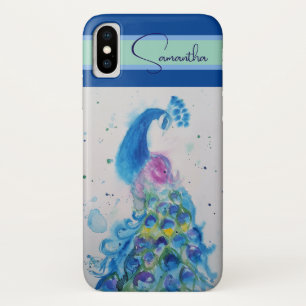 Elegant Blue Peacock Watercolor Vielen Dank Case-Mate iPhone Hülle