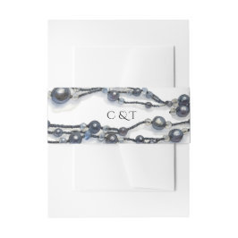 Elegant Blue Pearl Watercolor Moderne Hochzeit Einladungsbanderole