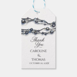 Elegant Blue Pearl Watercolor Moderne Hochzeit Geschenkanhänger