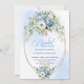 Elegant Blue Peonies Greenery Bridal Shower Invite Einladung (Vorderseite)