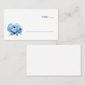 Elegant Blue Peony Table Number Platzkarte (Vorne/Hinten)