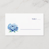 Elegant Blue Peony Table Number Platzkarte (Vorderseite)