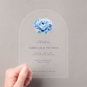 Elegant Blue Peony Wedding Invitation Acryleinladungen (Insitu (Handheld))