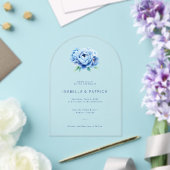 Elegant Blue Peony Wedding Invitation Acryleinladungen (Insitu (Hochzeit))