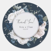 Elegant Blue Peony Wedding Sticker (Vorderseite)