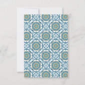 Elegant Blue Persian Mosaic Islamic Wedding RSVP Karte (Rückseite)